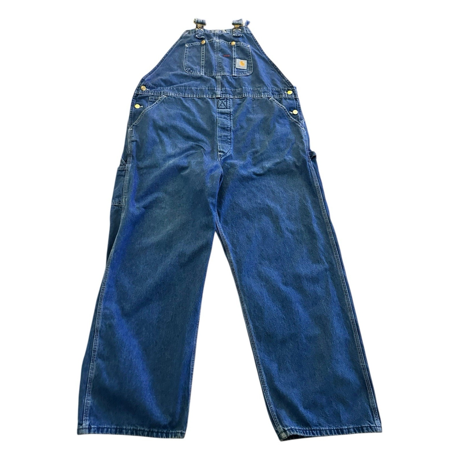 Vtg Carhartt Overalls Mens 42x28.5 Blue Usa Made Denim Bibs Workwear Farm Ranch
